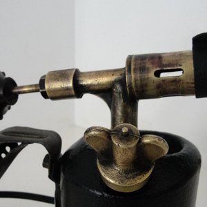 Old vintage brass soldering lamp hijacked and revi